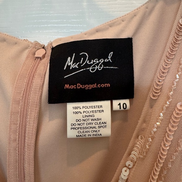 NWT Mac Duggal 9064 Pink Embellished Cap Sleeve Faux Wrap Trumpet Gown Size 10 - Picture 9 of 11